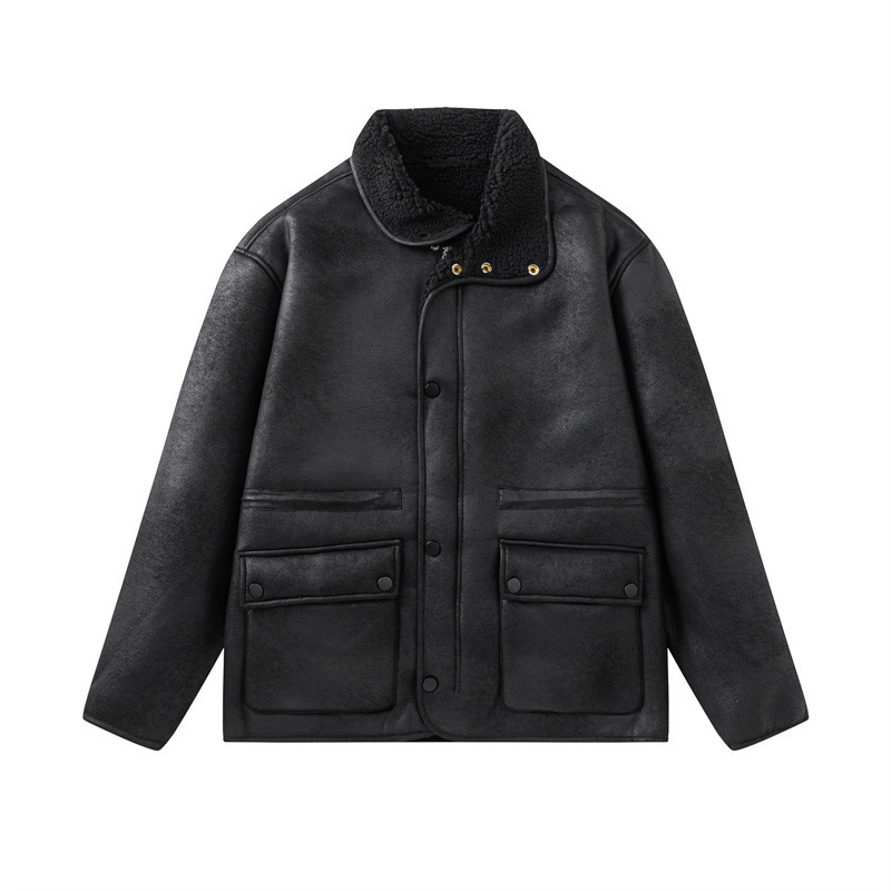 GorgeousBen Men's Reversible Fleece & PU Leather Winter Jacket