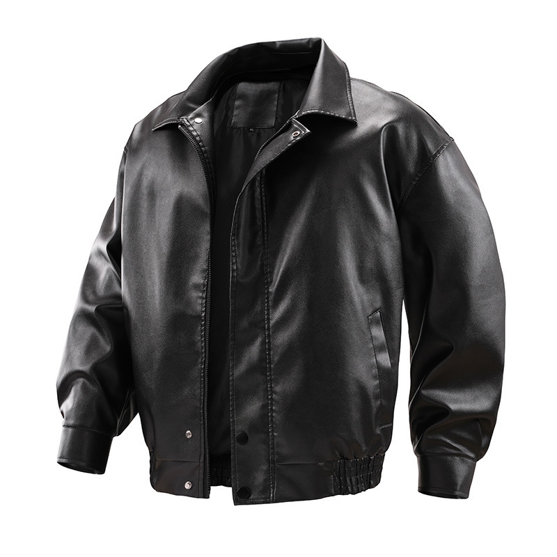 orgeousBen Men's Slim Fit Black Faux Leather Jacket Casual Fall Outerwear