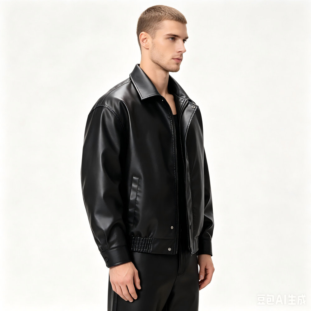 orgeousBen Men's Slim Fit Black Faux Leather Jacket Casual Fall Outerwear