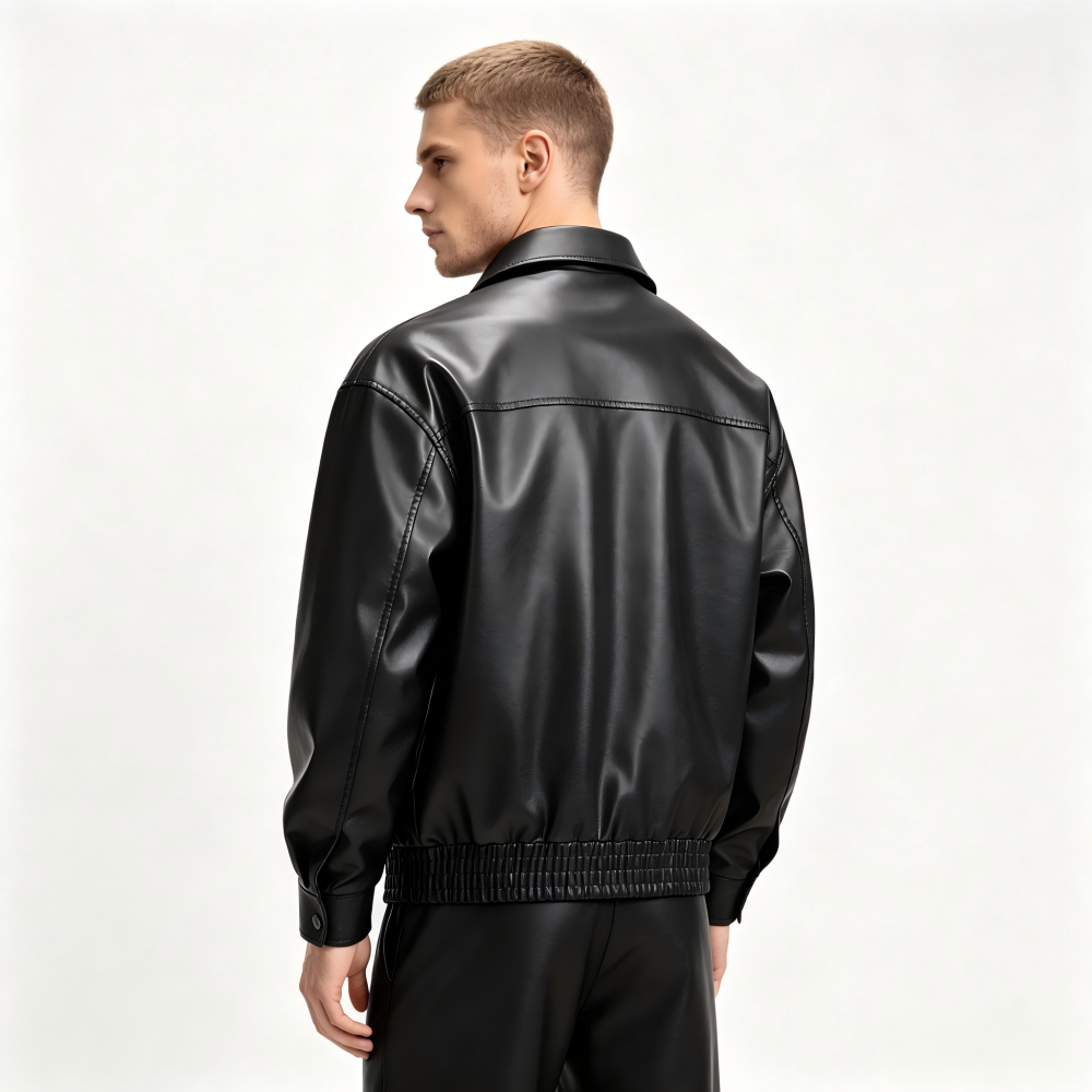 orgeousBen Men's Slim Fit Black Faux Leather Jacket Casual Fall Outerwear