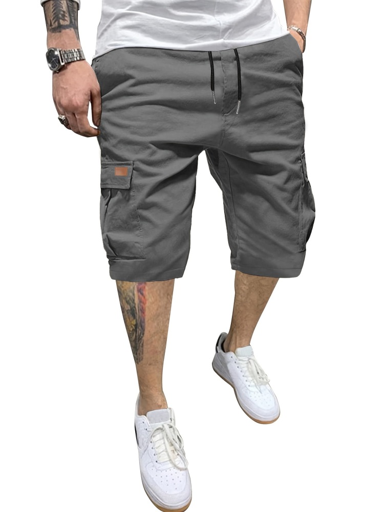 GorgeousBen Men's Casual Cargo Shorts, 100% Polyester Quick Dry Multi-Pocket Straight Fit Workwear Half Pants