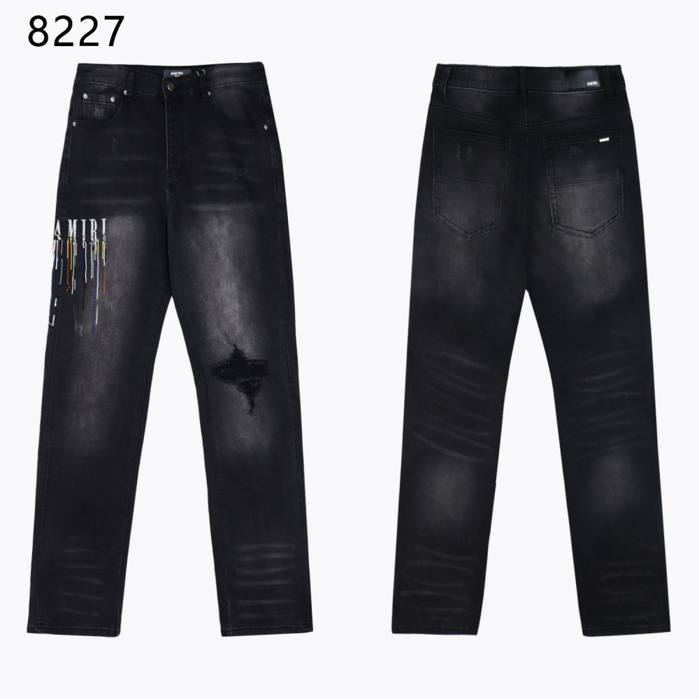 GorgeousBen Men's Vintage Washed Skeleton Print Slim Denim Pants
