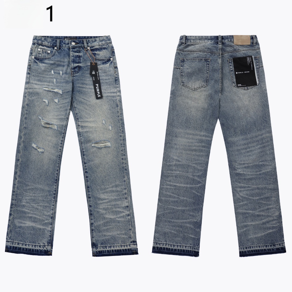 GorgeousBen Men's Vintage Washed Flare Denim Pants with Colorful Smile Print