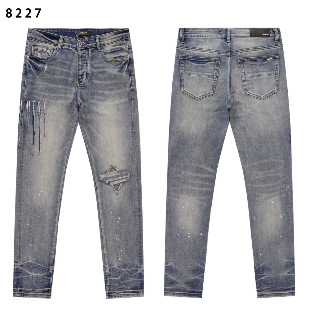 GorgeousBen Men's Vintage Washed Skeleton Print Slim Denim Pants