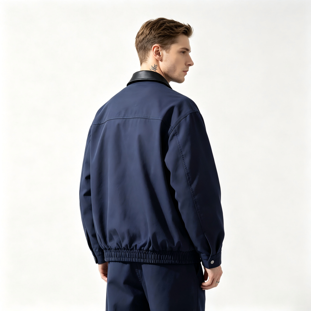 GorgeousBen Men's Retro Workwear PU Collar Casual Jacket