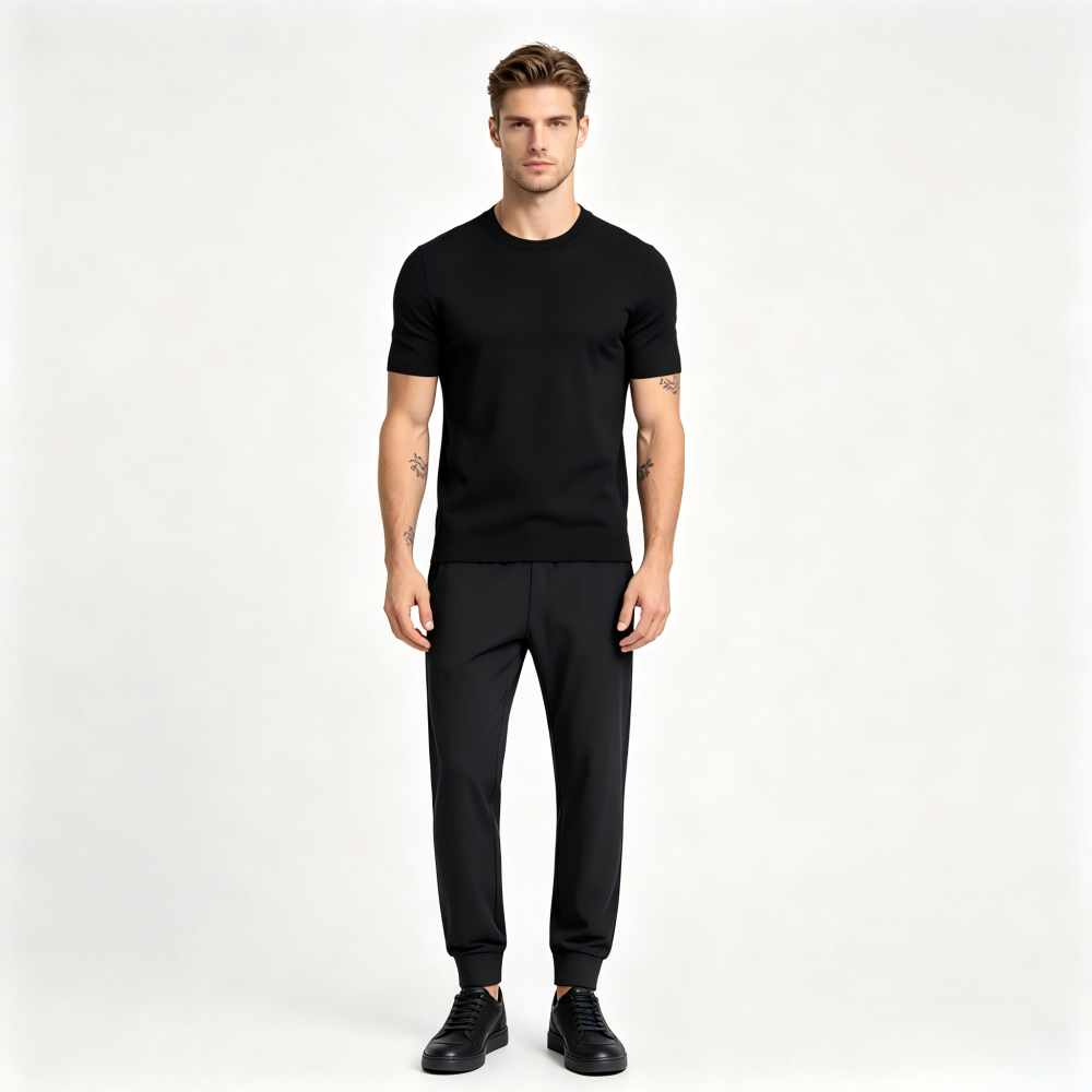 GrogeousBen2024 Men's ice silk pants with collar, stylish casual pants with pocket zipper