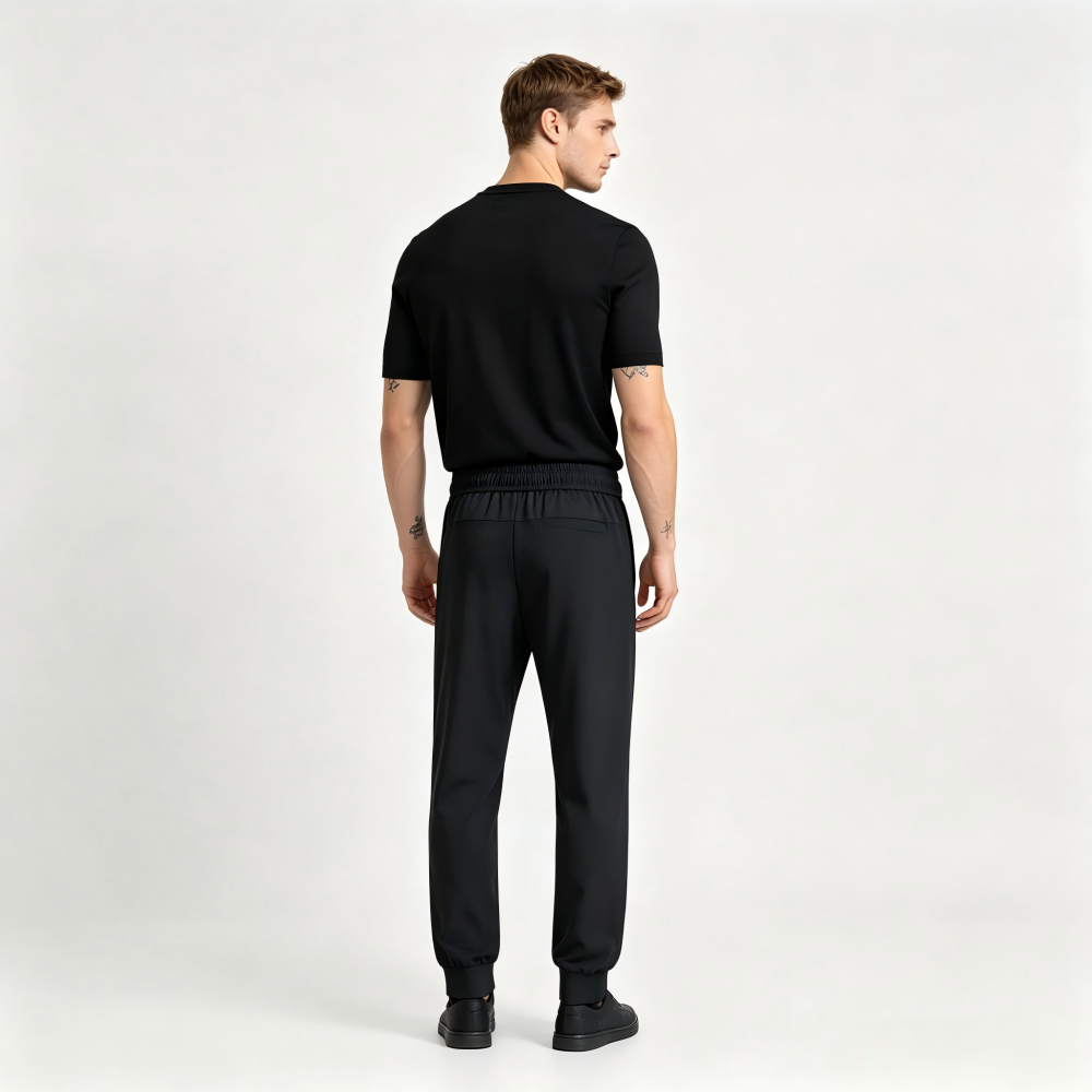 GrogeousBen2024 Men's ice silk pants with collar, stylish casual pants with pocket zipper