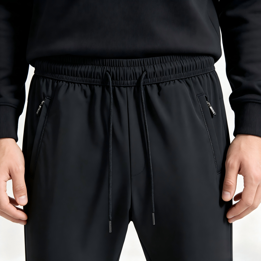 GrogeousBen2024 Men's ice silk pants with collar, stylish casual pants with pocket zipper