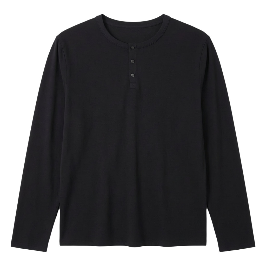 High-End Light Luxury Henry Collar Long-Sleeve T-Shirt for Men, 2026 Autumn Collection, Cross-Border American Casual Versatile Pure Cotton Washed Top