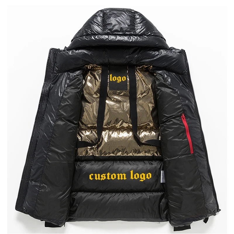 GorgeousBen Men's winter black gold high-padded fleece extreme cold ultra-thick sub-zero short hooded windproof and cold-proof puffer jacket