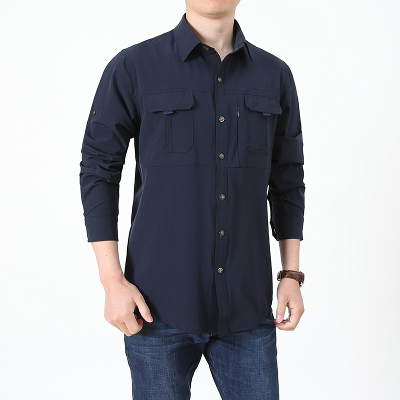 Mens  Casual Short Sleeve Fishing Mens Wearing Quick Dry Waterproof Shirt With Pocket