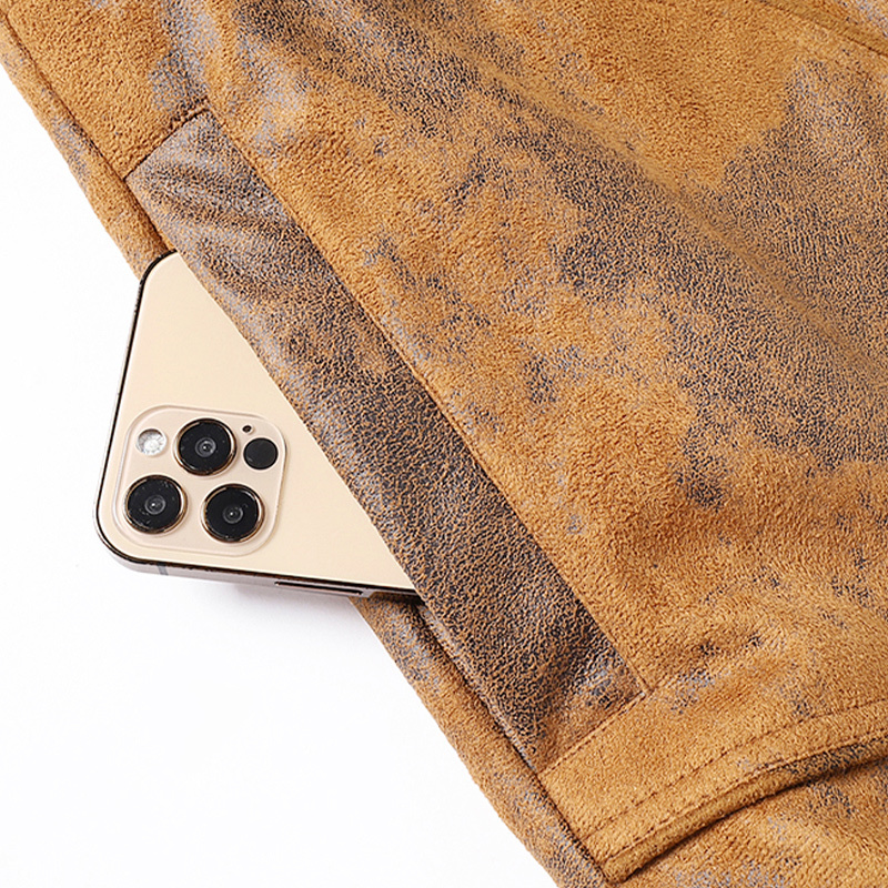 GrogeousBen Faux Leather Fleece Jackets for Men Plush Liner Jackets Casual Boomber  BNJ922