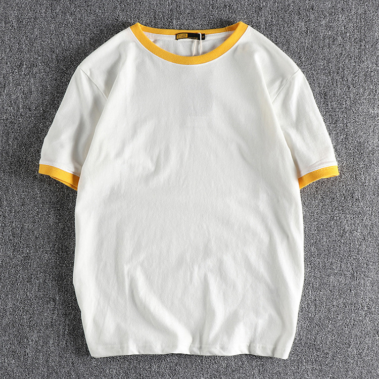 GrogeousBen Comfortable men Customized Blank Contrast Collar Tee men ringer men casual wear t shirts 100% cotton t-shirt design