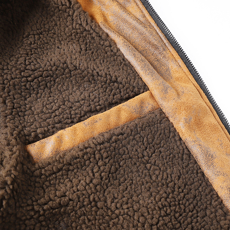 GrogeousBen Faux Leather Fleece Jackets for Men Plush Liner Jackets Casual Boomber  BNJ922