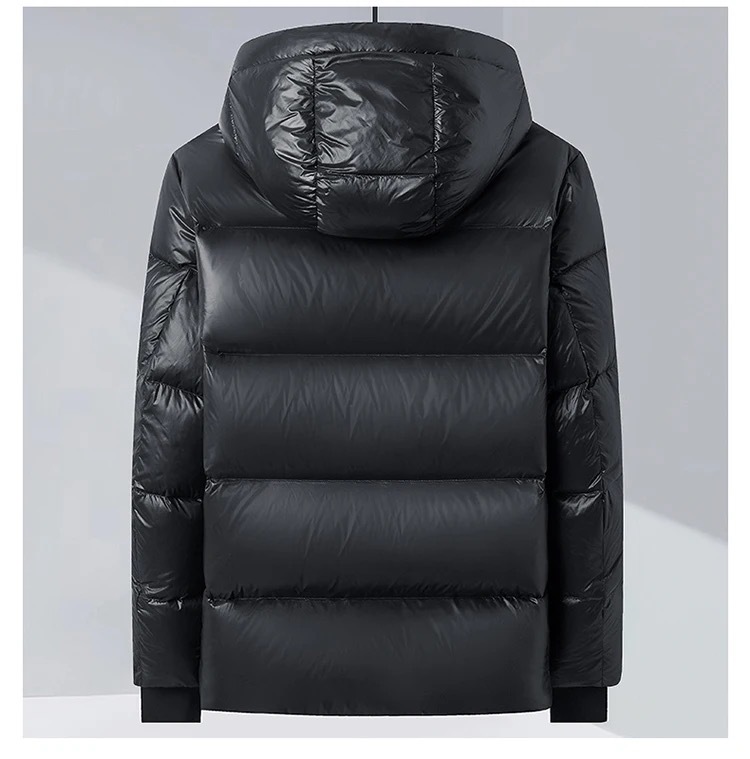 GorgeousBen Men's winter black gold high-padded fleece extreme cold ultra-thick sub-zero short hooded windproof and cold-proof puffer jacket