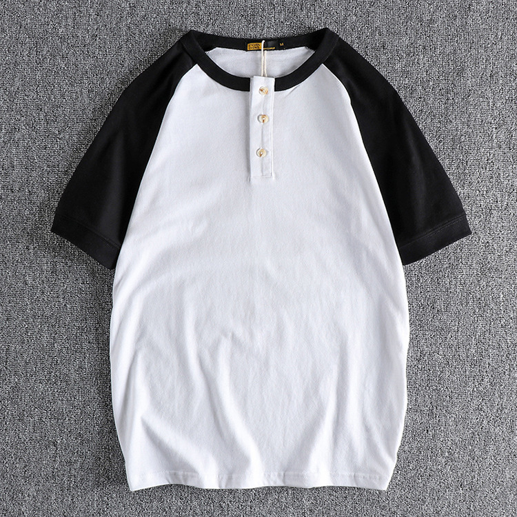 GorgeousBen Men's O Neck Button Decoration Custom Slim Casual Tshirts Running Essentials Baseball Tshirt Men