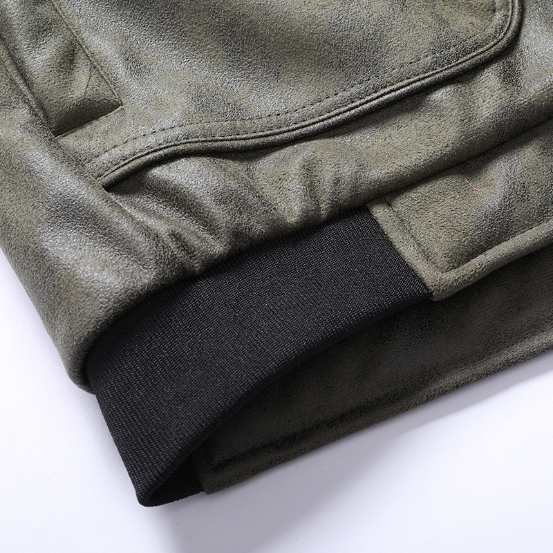 GorgeousBen Faux Leather Fleece Jackets for Men Plush Liner Jackets Casual Boomber  BNJ922