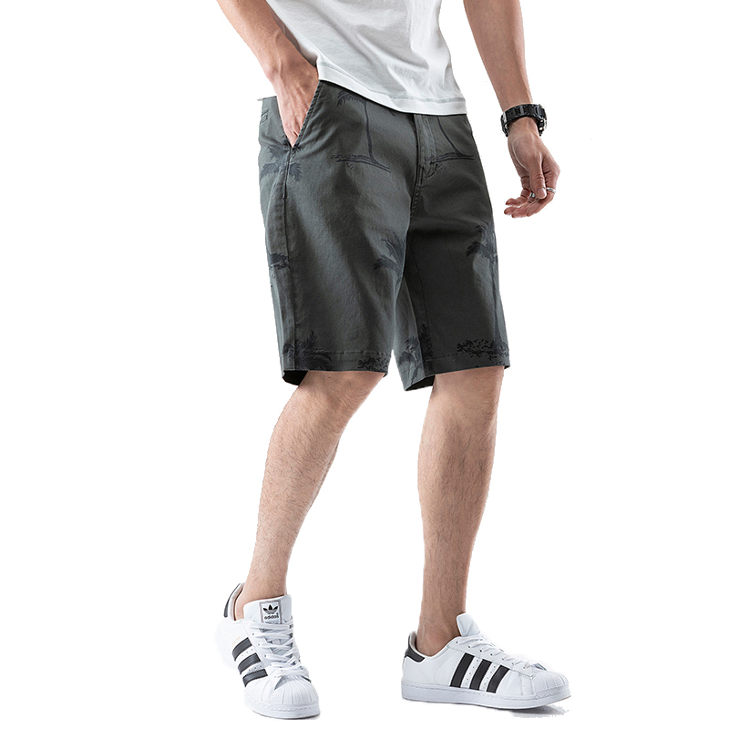 Men Chino Shorts Army Green Pine Trees Prints BCSHT09