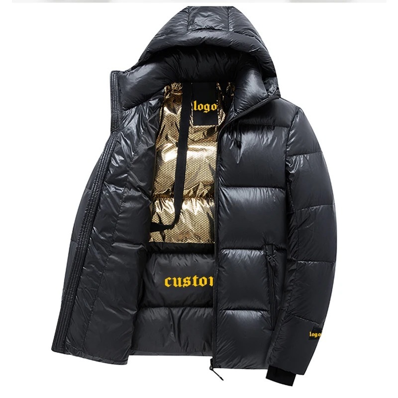 GorgeousBen Men's winter black gold high-padded fleece extreme cold ultra-thick sub-zero short hooded windproof and cold-proof puffer jacket