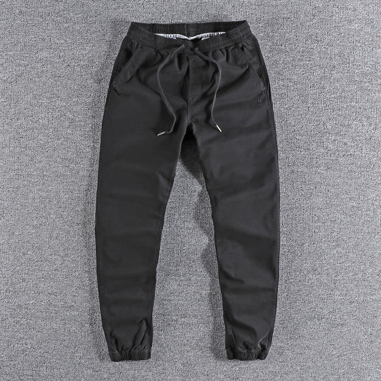 GrogeousBen 2025 Retro minimalist new embroidered letter wash-worn camouflage casual pants for men, slim-fit ankle-length pants.
