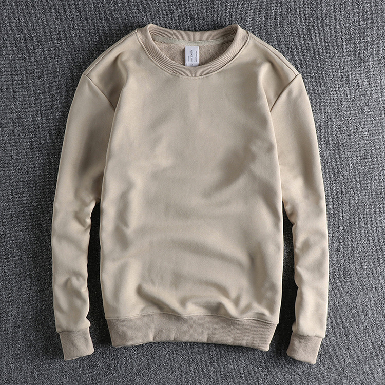 GorgeousBen Men's Wool circle round neck hoodie men basic solid color retro all match youth