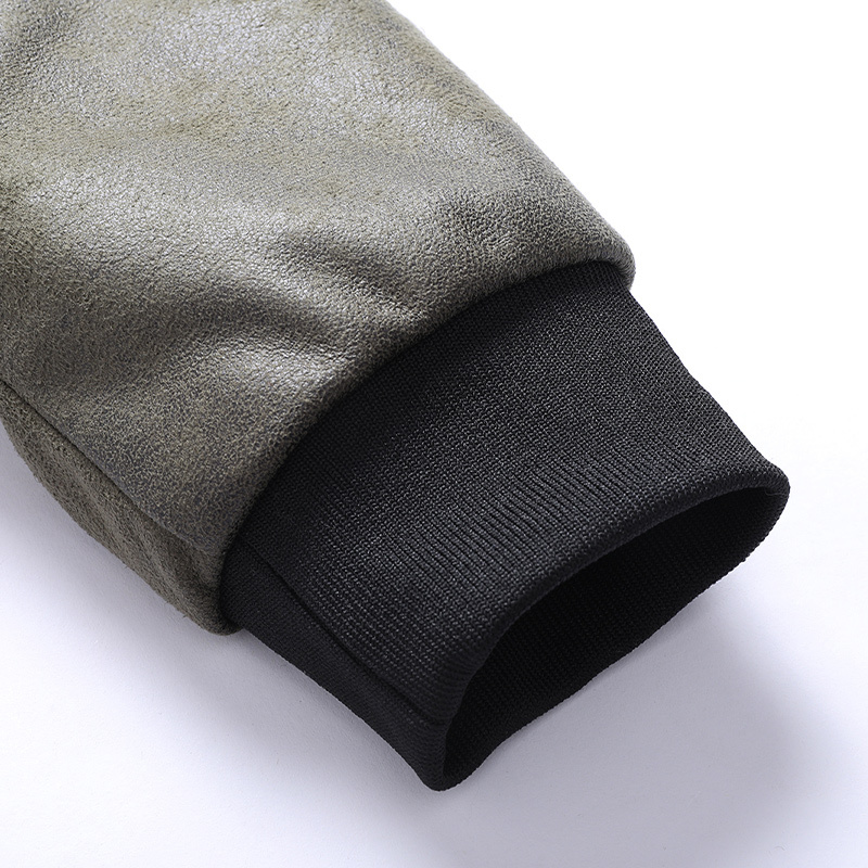 GorgeousBen Faux Leather Fleece Jackets for Men Plush Liner Jackets Casual Boomber  BNJ922