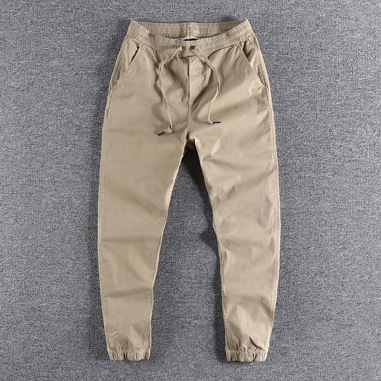 GrogeousBen 2025 Retro minimalist new embroidered letter wash-worn camouflage casual pants for men, slim-fit ankle-length pants.