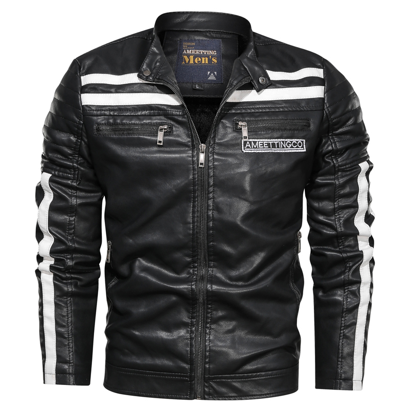 GorgeousBen Faux Leather Jackets for Men Winter Plush Jacket BN9013