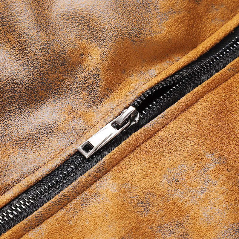 GrogeousBen Faux Leather Fleece Jackets for Men Plush Liner Jackets Casual Boomber  BNJ922