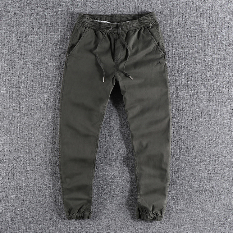 GrogeousBen 2025 Retro minimalist new embroidered letter wash-worn camouflage casual pants for men, slim-fit ankle-length pants.