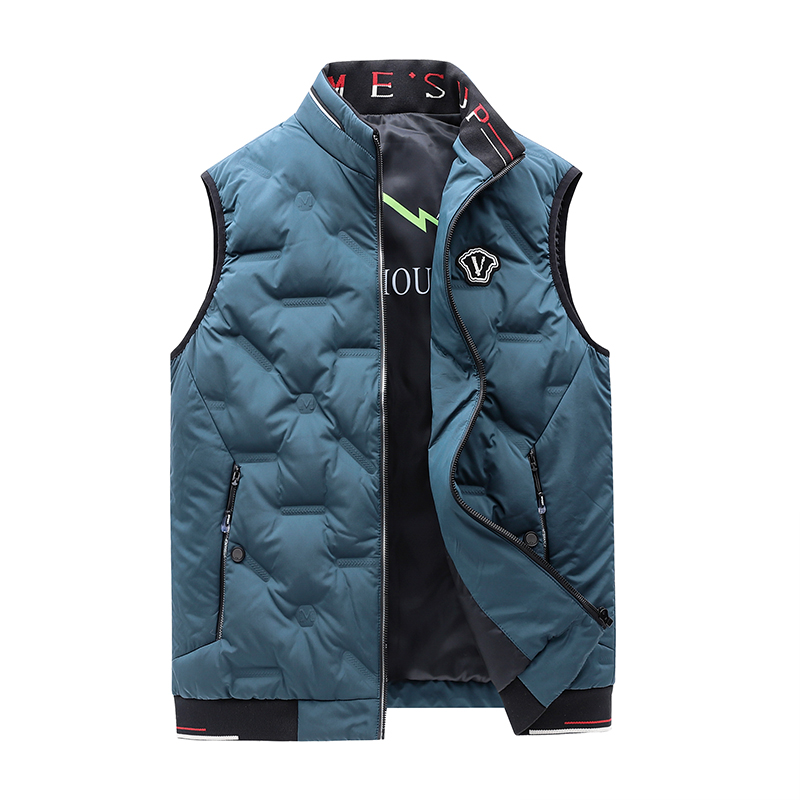 Men's collar sleeveless cotton-padded waistcoat trend Joker casual fashion thick warm waistcoat home fashion