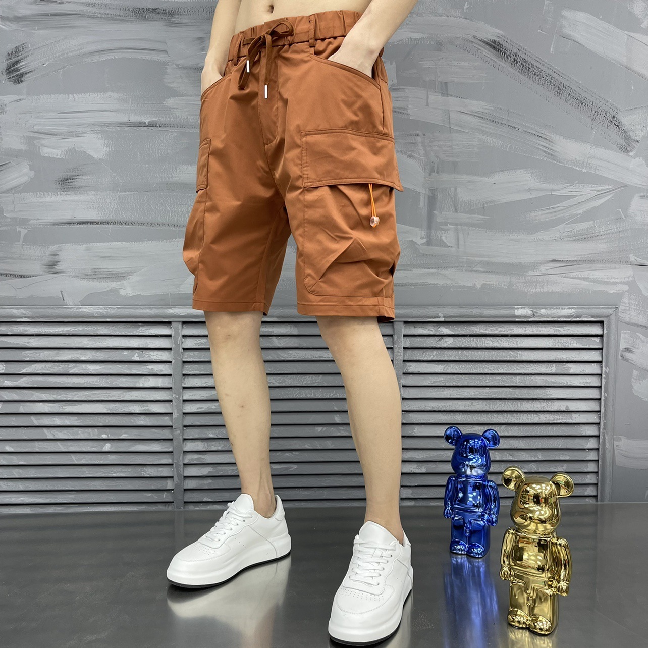GorgeousBen  baggy shorts streetwear style casual cargo men half sweat pants shorts