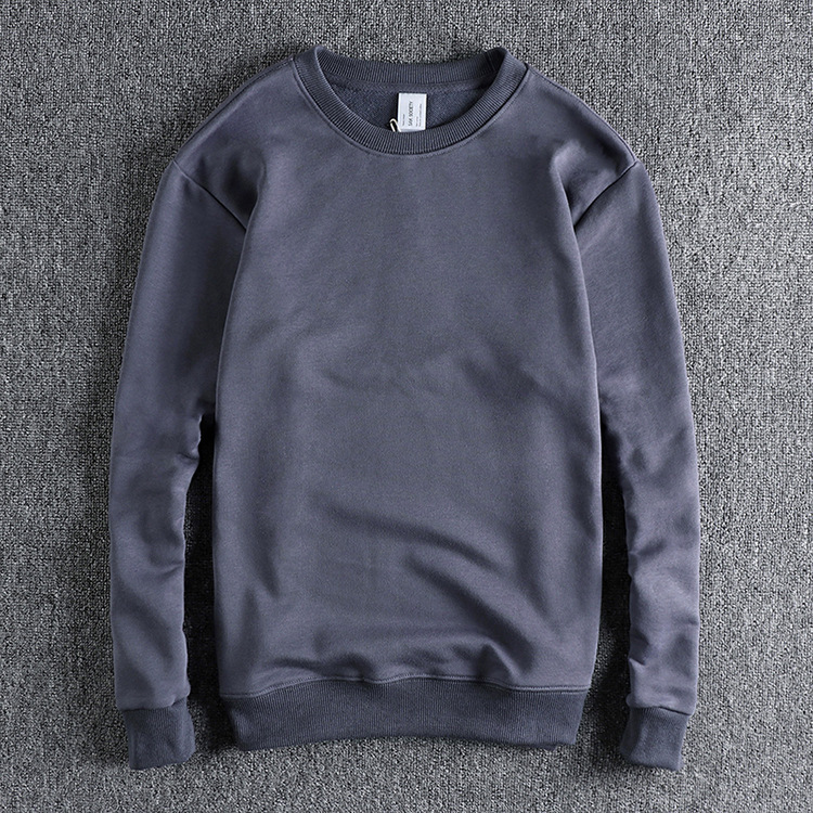 GorgeousBen Men's Wool circle round neck hoodie men basic solid color retro all match youth