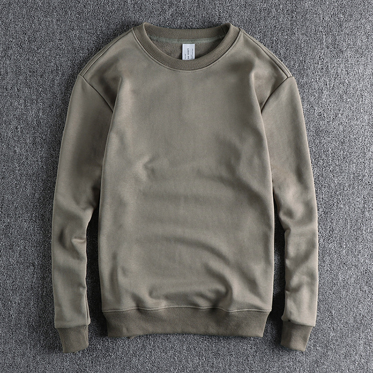 GorgeousBen Men's Wool circle round neck hoodie men basic solid color retro all match youth