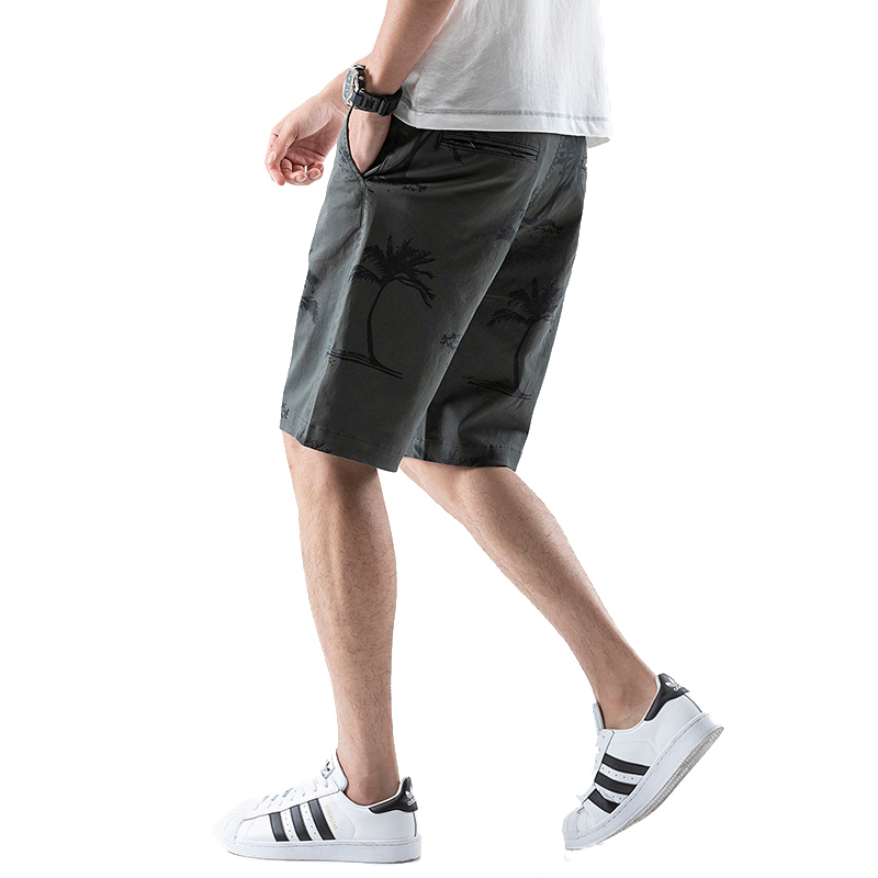 Men Chino Shorts Army Green Pine Trees Prints BCSHT09