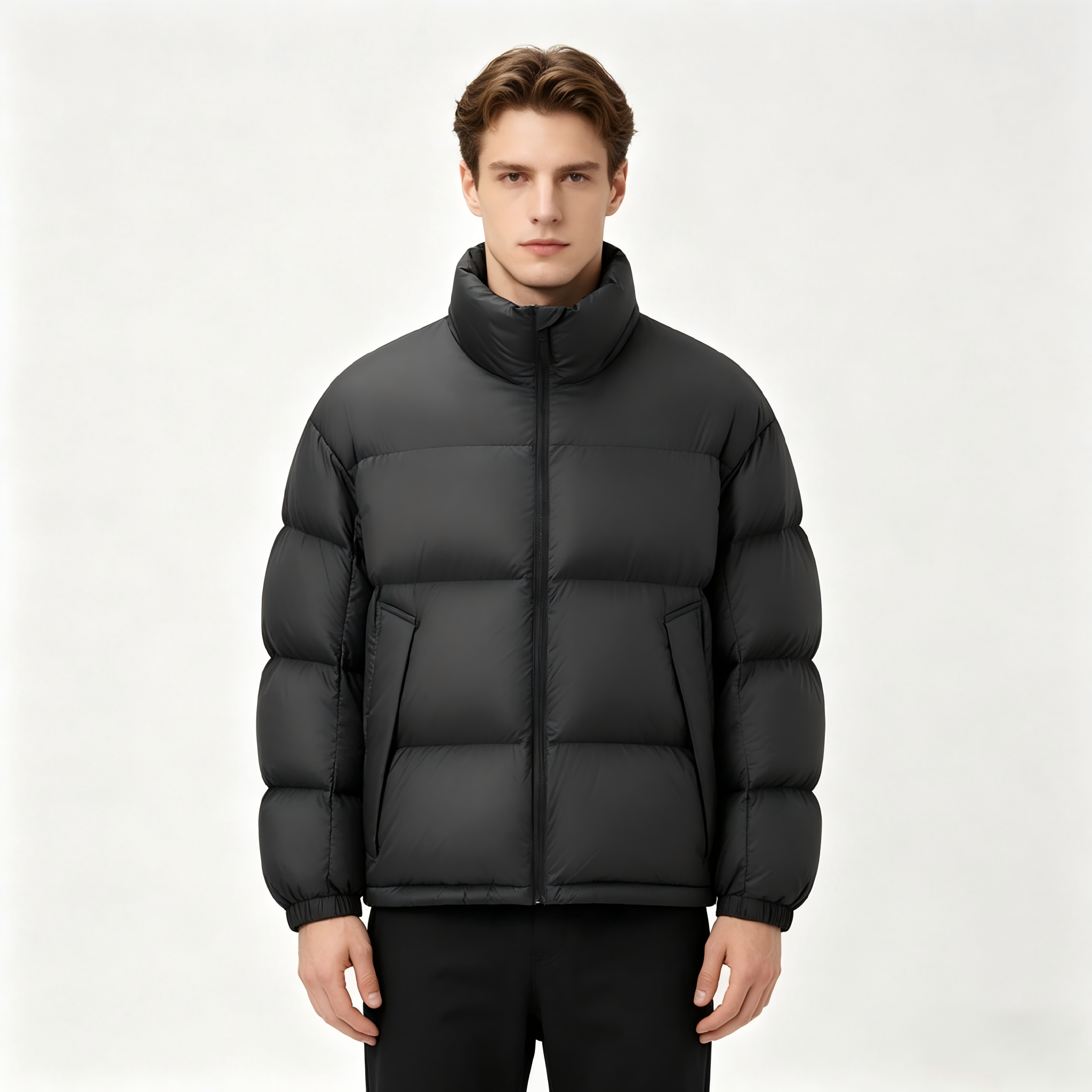 GorgeousBen Men Solid Color Down Puffer Jackets  winter outwear Jacket Cropped Puffer jackets