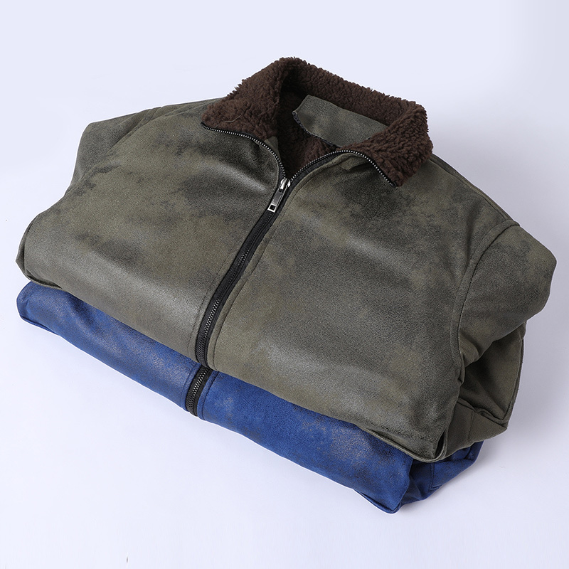 GorgeousBen Faux Leather Fleece Jackets for Men Plush Liner Jackets Casual Boomber  BNJ922