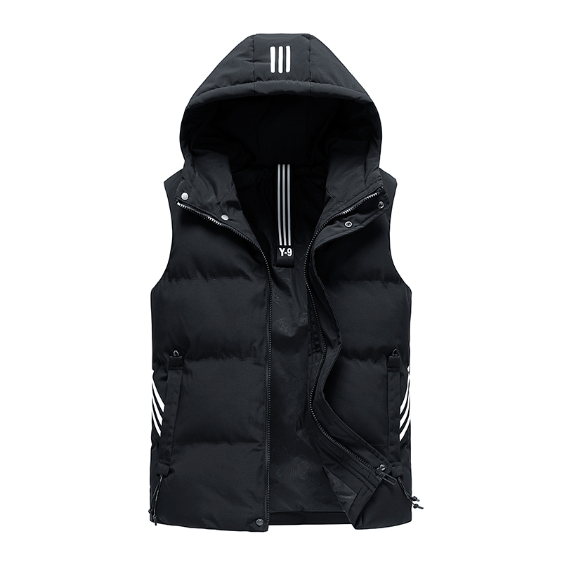 GorgeousBen   Men's Fashion Vest With Hooded Waistcoat Down Cotton Jacket Sleeveless Men's Vest