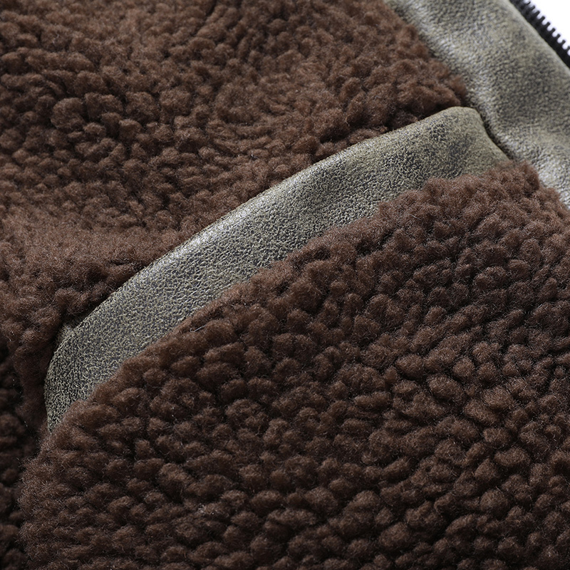 GrogeousBen Faux Leather Fleece Jackets for Men Plush Liner Jackets Casual Boomber  BNJ922