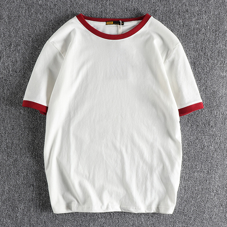 GrogeousBen Comfortable men Customized Blank Contrast Collar Tee men ringer men casual wear t shirts 100% cotton t-shirt design