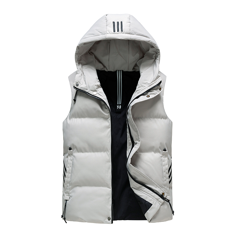GorgeousBen   Men's Fashion Vest With Hooded Waistcoat Down Cotton Jacket Sleeveless Men's Vest