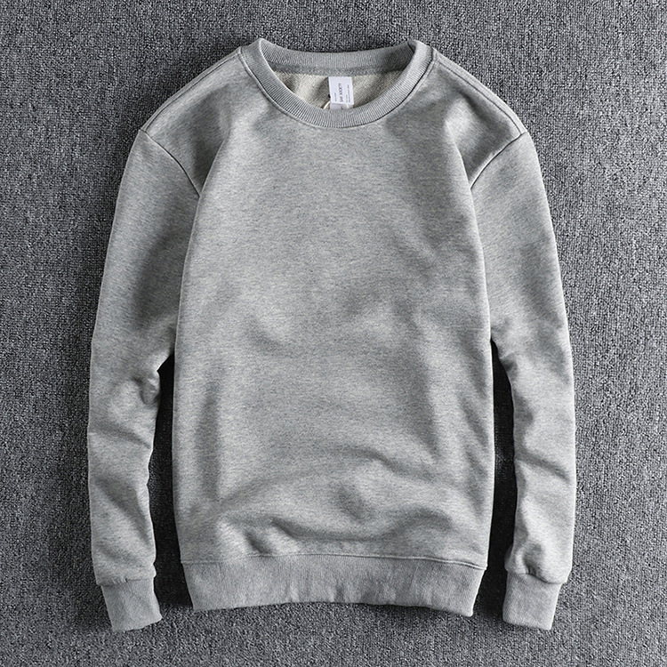 GorgeousBen Men's Wool circle round neck hoodie men basic solid color retro all match youth