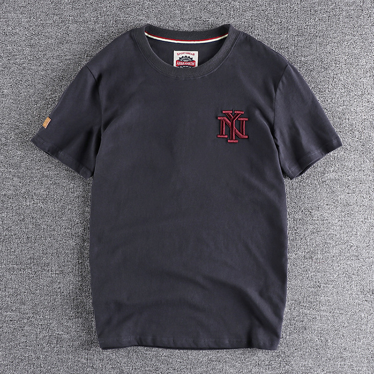 Grogeous Ben Men's Embroidered Heavy Cotton Screen Printing Blank Plain T-Shirt Men's Polo Shirts Short Sleeve Casual T Shirt