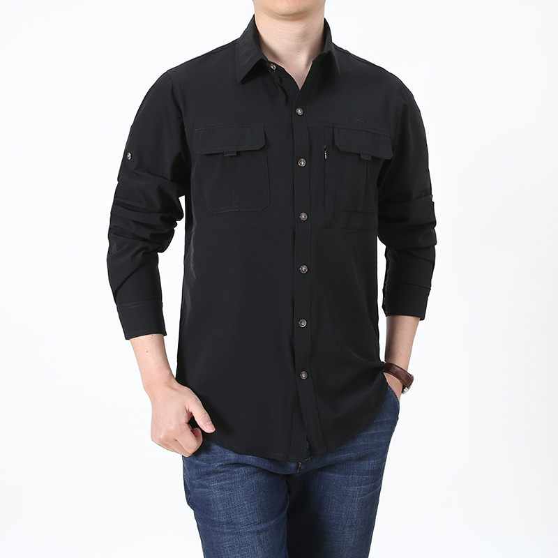 Mens  Casual Short Sleeve Fishing Mens Wearing Quick Dry Waterproof Shirt With Pocket