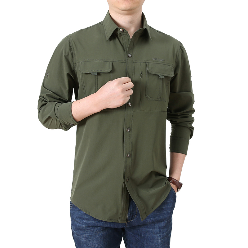 Mens  Casual Short Sleeve Fishing Mens Wearing Quick Dry Waterproof Shirt With Pocket