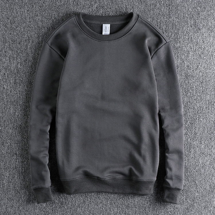 GorgeousBen Men's Wool circle round neck hoodie men basic solid color retro all match youth