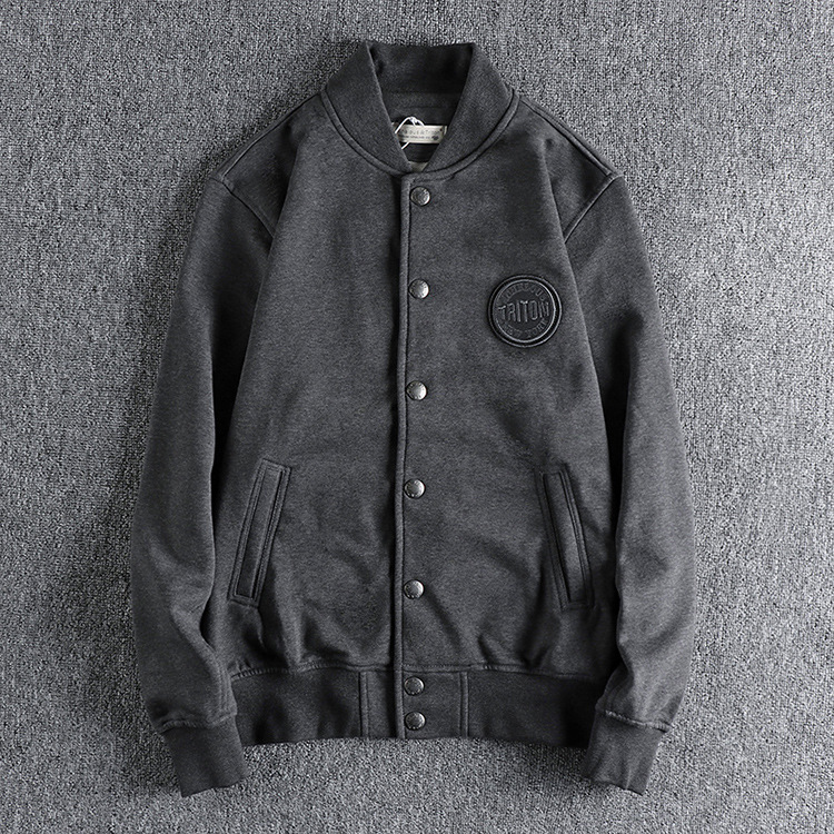 GrogeousBen Men's Baseball Men Jacket Embroidered Grey Baseball College Jacket