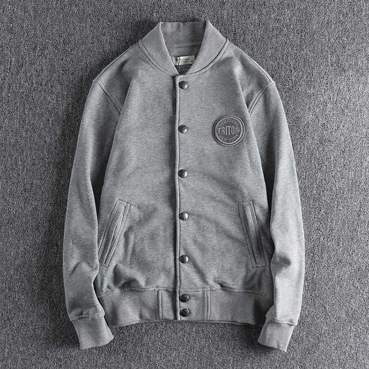 GrogeousBen Men's Baseball Men Jacket Embroidered Grey Baseball College Jacket