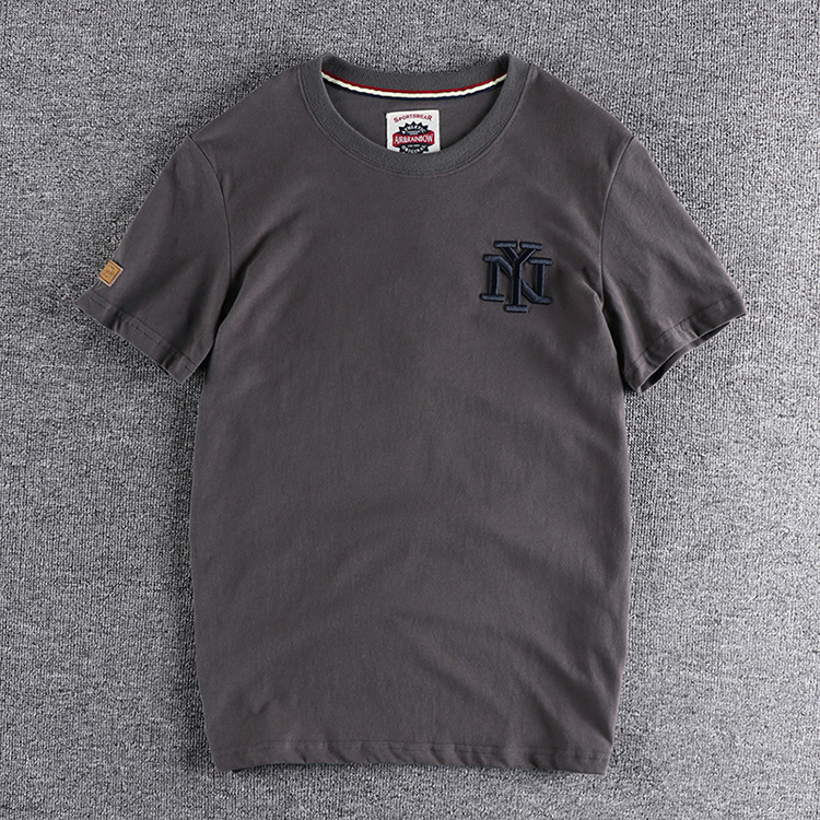 Grogeous Ben Men's Embroidered Heavy Cotton Screen Printing Blank Plain T-Shirt Men's Polo Shirts Short Sleeve Casual T Shirt