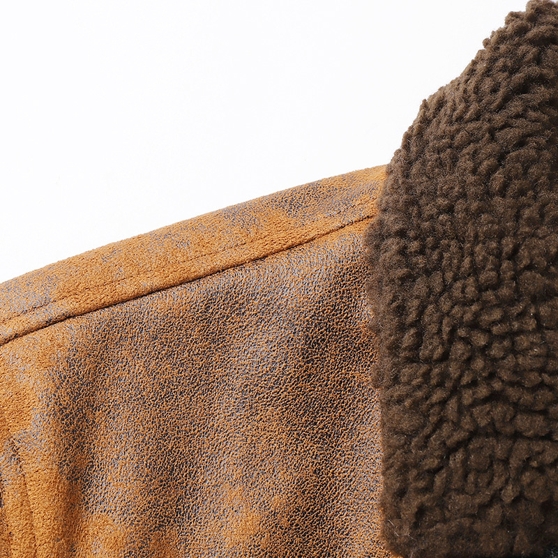 GrogeousBen Faux Leather Fleece Jackets for Men Plush Liner Jackets Casual Boomber  BNJ922